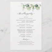Programme de mariage botanique Eucalyptus Greenery (Dos)