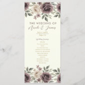 Programme de mariage botanique Fleur Mauve Ivoire  (Devant)