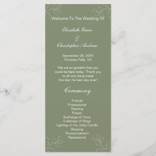 Programme de mariage botanique floral vert sauge b