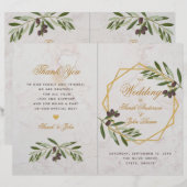 Programme de mariage botanique géométrique Olive G (Devant / Derrière)