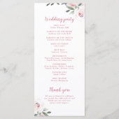 Programme de mariage botanique rose floral en fleu (Dos)