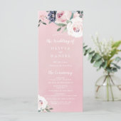 Programme de mariage botanique rose floral en fleu (Debout devant)