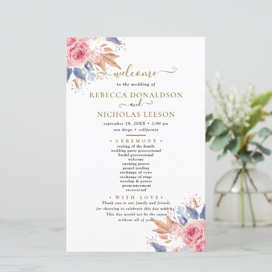 Programme de mariage botanique si élégant (Debout devant)