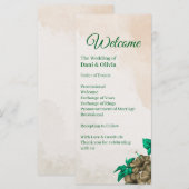Programme de mariage botanique vert élégant (Devant / Derrière)