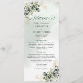 Programme de mariage botanique vert poussiéreux aq (Devant)
