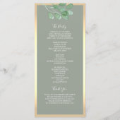 Programme de mariage botanique vert sauge (Dos)