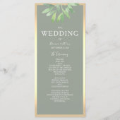 Programme de mariage botanique vert sauge (Devant)