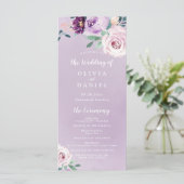 Programme de mariage botanique violet fleuri flori (Debout devant)