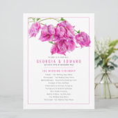 Programme de mariage Bougainvillea rose aquarelle (Debout devant)