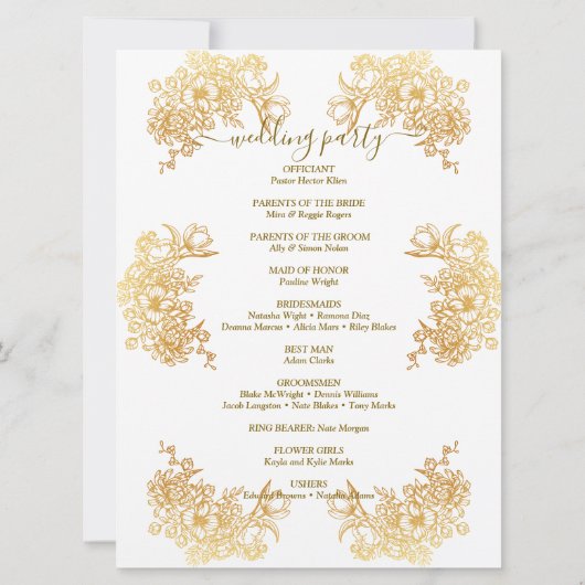 Programme de mariage Bouquet Chic Doré téléchargea (Dos)