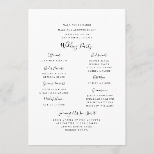 Programme de mariage Broderies Florales (Dos)