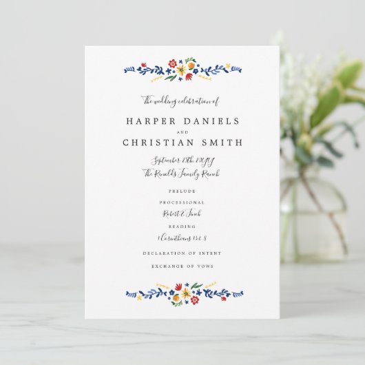 Programme de mariage Broderies Florales (Debout devant)