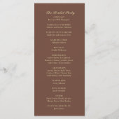 Programme de mariage Brown café et feuille d'or mo (Dos)
