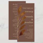 Programme de mariage Brown café et feuille d'or mo (Devant / Derrière)