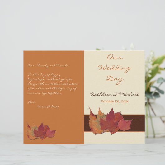 Programme de mariage Brown des Feuilles  séchés d' (Debout devant)