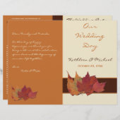 Programme de mariage Brown des Feuilles  séchés d' (Devant / Derrière)