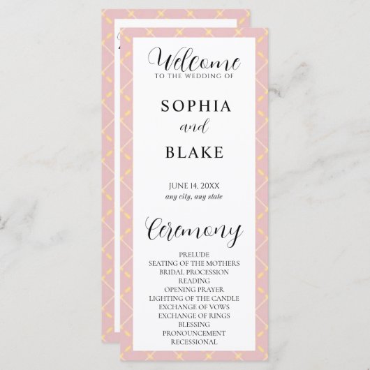 Programme de mariage Brown, jaune et blanc (Devant / Derrière)