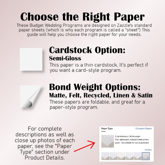 Programme de mariage budgétaire rose et rouge flor