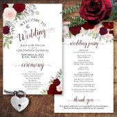 Programme de mariage budgétaire rose et rouge flor