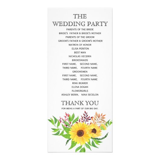 Programme de mariage BUDGHET (Dos)