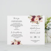 Programme de mariage Burgundy Aquarelle Floral, FO (Debout devant)