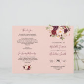 Programme de mariage Burgundy Blush Aquarelle Flor (Debout devant)