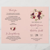 Programme de mariage Burgundy Blush Aquarelle Flor (Devant)