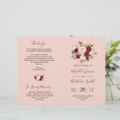 Programme de mariage Burgundy Blush Aquarelle Flor (Debout devant)