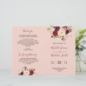 Programme de mariage Burgundy Blush Aquarelle Flor (Debout devant)