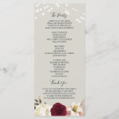 Programme de mariage burgundy Fleurs rustiques (Dos)