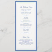 Programme de mariage cadre bleu poussiéreux élégan (Dos)