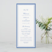 Programme de mariage cadre bleu poussiéreux élégan (Debout devant)