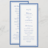 Programme de mariage cadre bleu poussiéreux élégan (Devant / Derrière)
