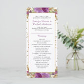 Programme de mariage cadre paillettes or améthyste (Debout devant)