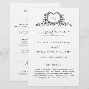 Programme de mariage calligraphié à monogramme min