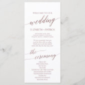 Programme de mariage calligraphié en or rose éléga (Devant)