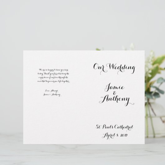 Programme de mariage Calligraphie Lettré à la main (Debout devant)