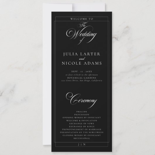 Programme de mariage calligraphié sur ivoire noir (Devant)