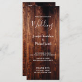 Programme de mariage campagnard de script de bois  (Devant / Derrière)