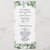 Programme de Mariage campagnard Green et Pine Cone (Devant)