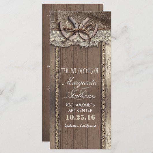 programme de mariage campagnard rustique avec fer  (Devant / Derrière)