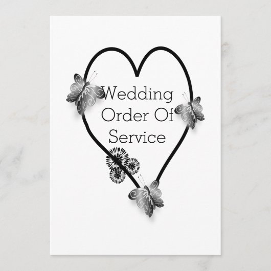 Programme de mariage cardiaque pour papillon noir  (Devant)