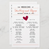 Programme de mariage cardiaque simple (Devant / Derrière)