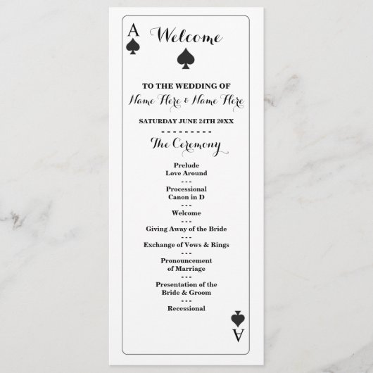 Programme de mariage Cartes à jouer Vegas Casino P (Devant)