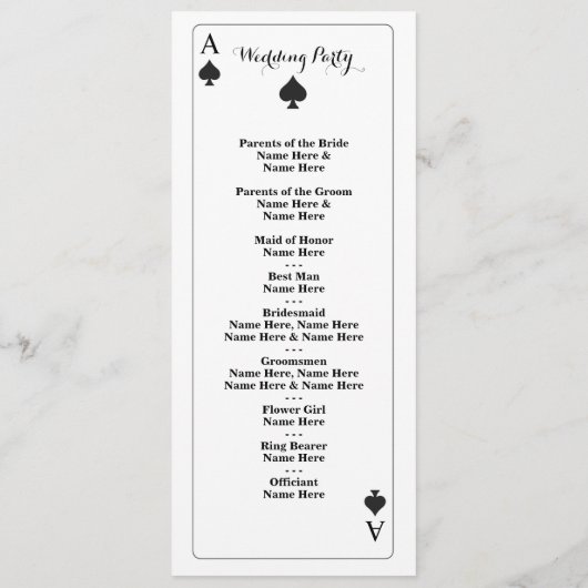 Programme de mariage Cartes à jouer Vegas Casino P (Dos)