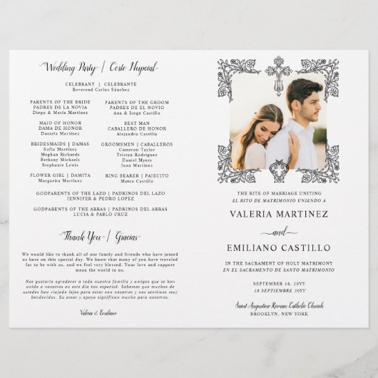 Programme de mariage catholique bilingue espagnol (Devant)