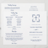 Programme de Mariage Catholique Bleu Marine Orné a (Devant / Derrière)