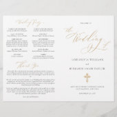 Programme de mariage catholique élégant en or Mess (Devant)
