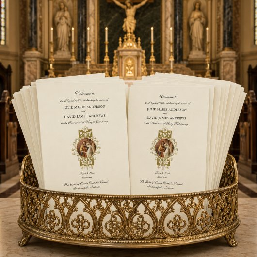 Programme de Mariage Catholique Élégant Messe Lati