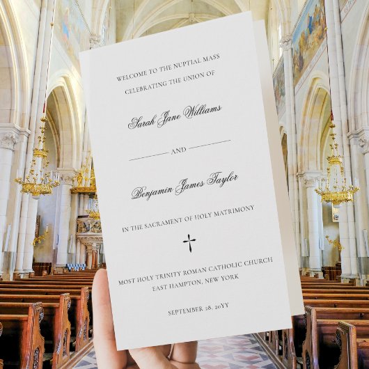 Programme de mariage catholique élégant plié avec